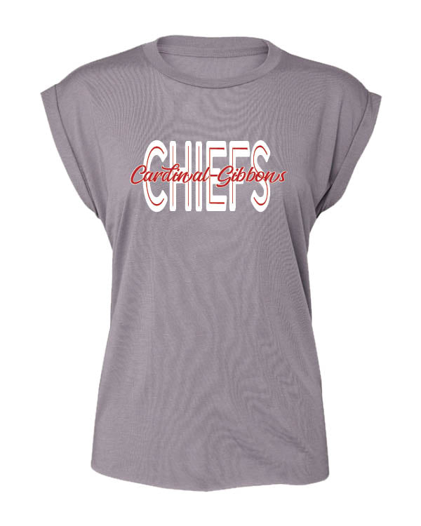 Bella Canvas Ladies Flowy Rolled Cuffs Muscle Tee