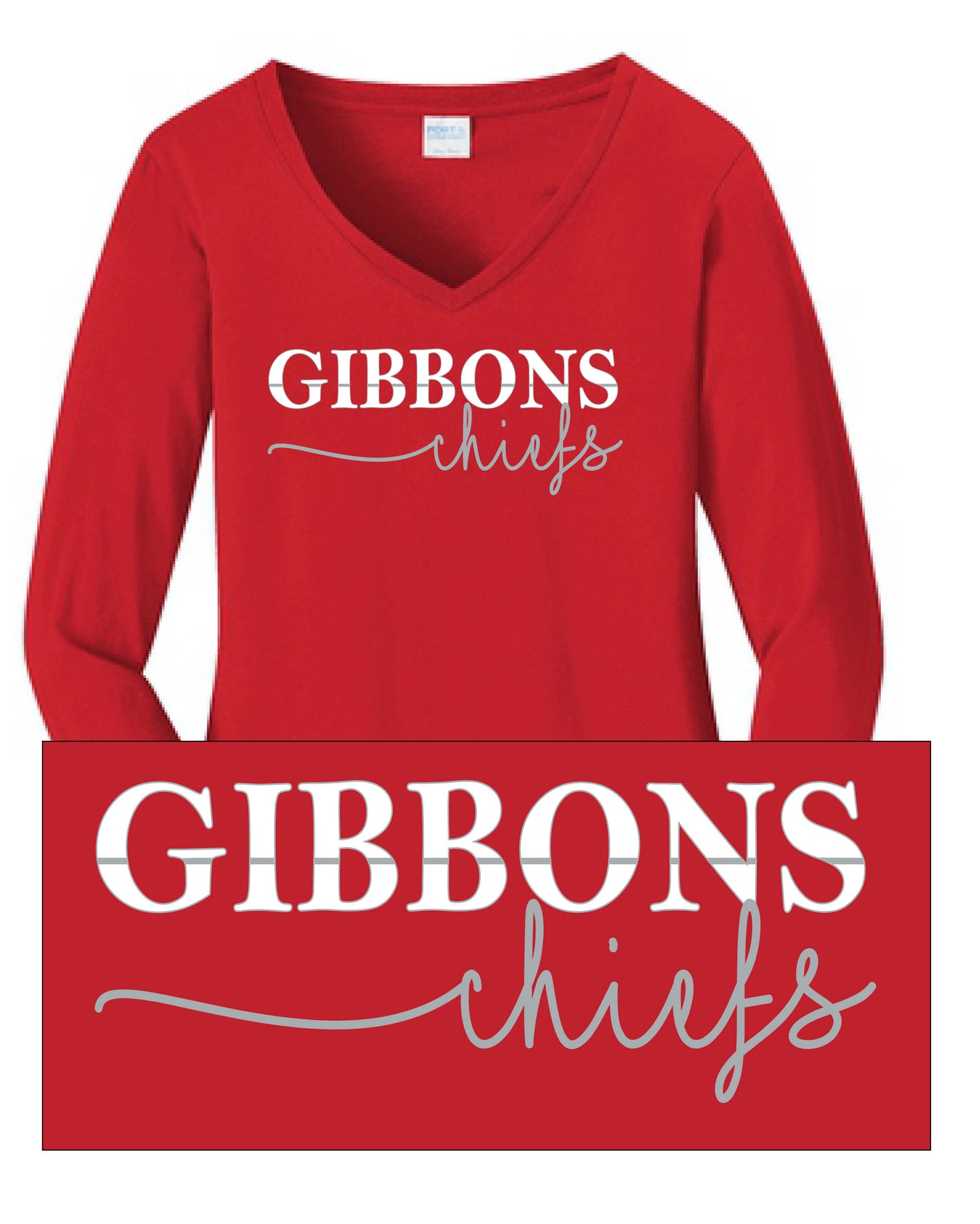 Port & Co. Ladies Long Sleeve Fan Favorite V-Neck T-Shirt Red