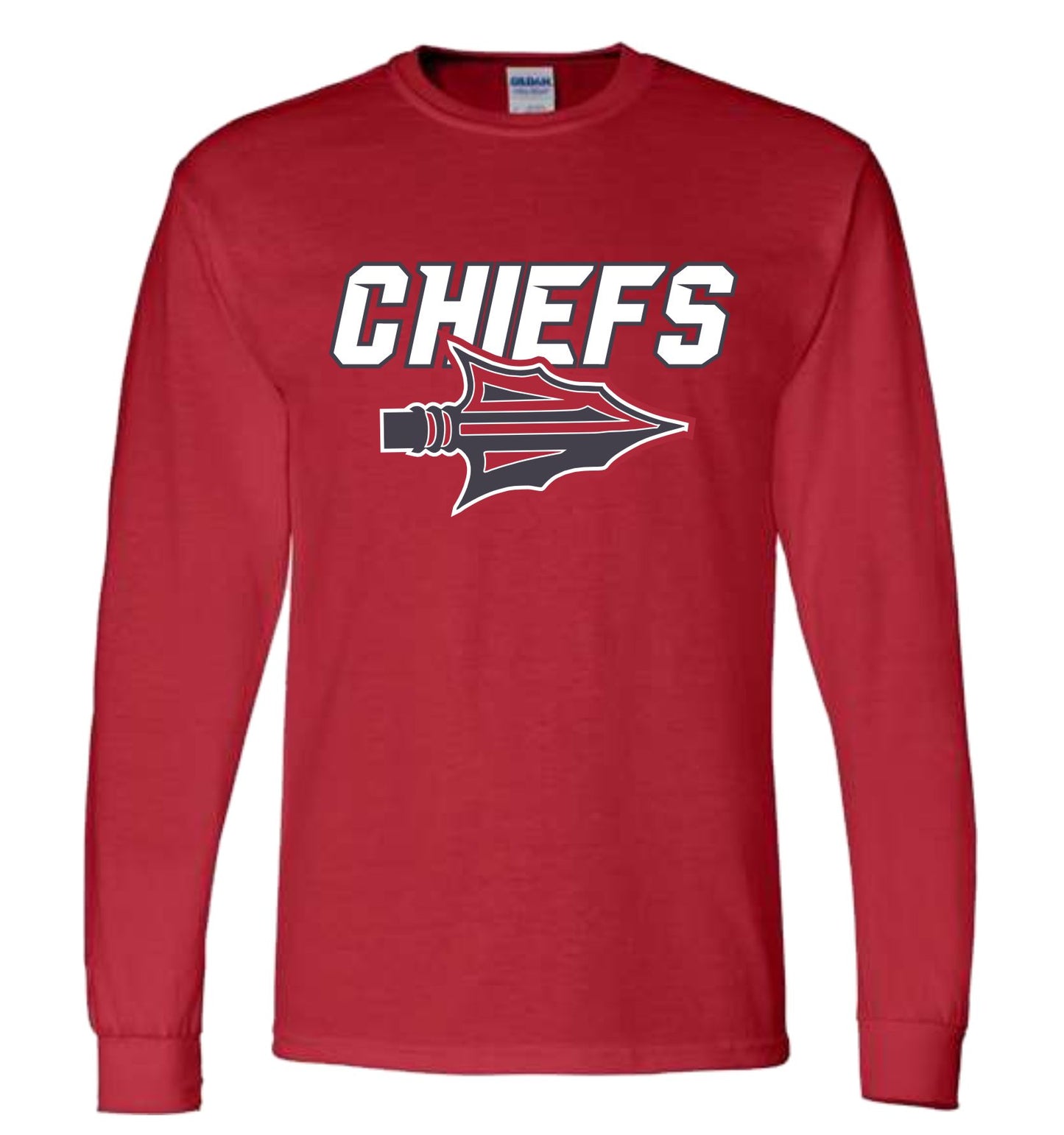Gildan Red Cotton Long Sleeve Arrow
