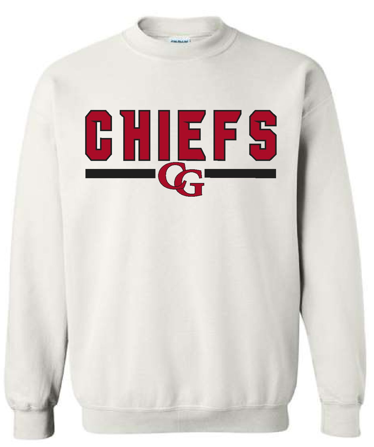 Gildan White Chiefs Crewneck Sweatshirt – Cardinal Gibbons Campus