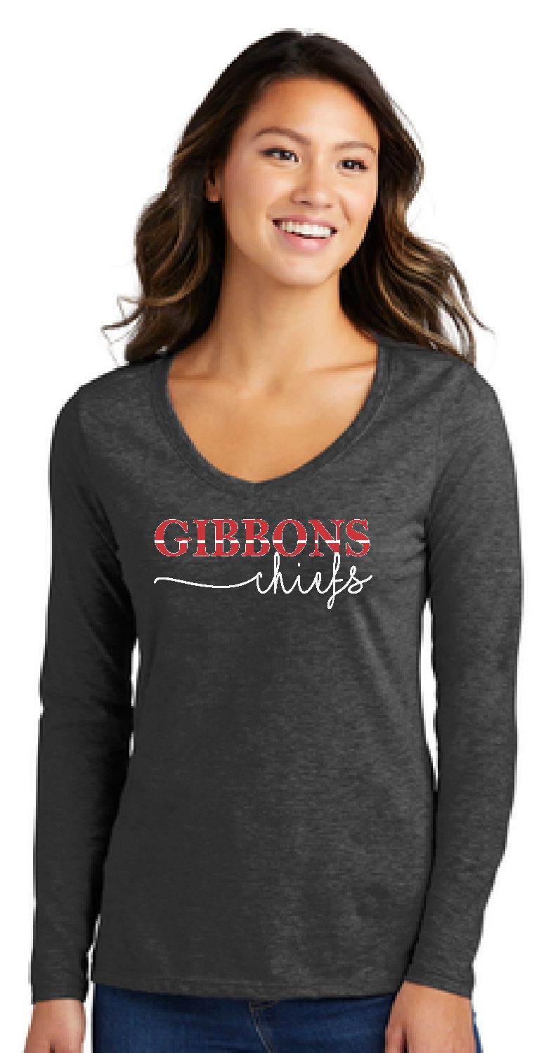 Port & Co. Ladies Long Sleeve Fan Favorite V-Neck T-Shirt Graphite